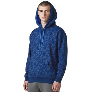 Xersion Blue Geometric AOP Hooded Sweatshirt‎ Jacket LARGE Pullover Winter